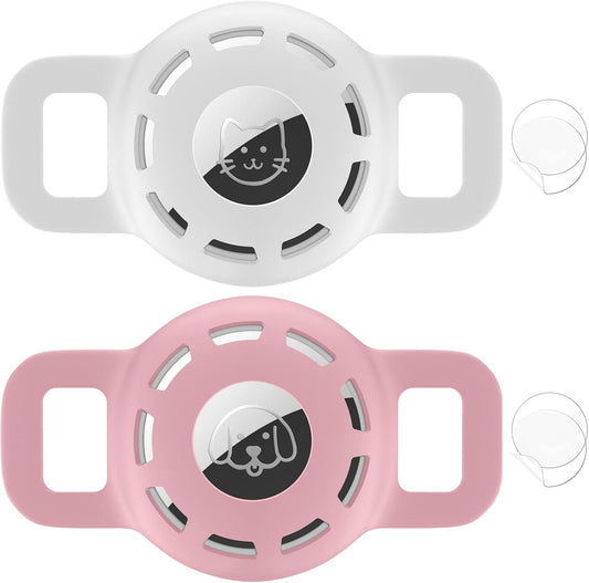 For Air Tag Cat Collar Holder for Apple Air Tag, 2 Pack of Pet Collar Holder for Cat and Small Dog Collar within 1/2 Inch and 2 Pack Protector for Air Tag